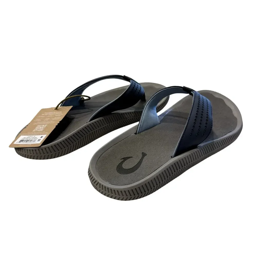 OluKai Men's Ulele Men’s Water-Ready Beach Sandals in Blue/Charcoal, Size 10